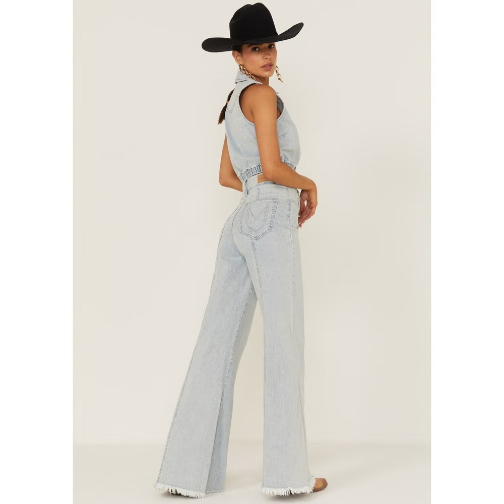 SHOW ME YOUR MUMU Sz 27 Ashbury Glacier Blue Denim‎ Wide Leg Jeans Western Boho - Picture 2 of 16